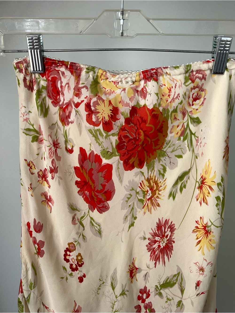 Jessica Petites Ivory Midi Skirt with Red Floral Print - Picture 4 of 13